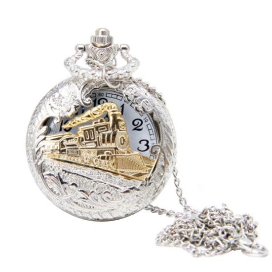 

Pocket Watch Locomotive Alloy Quartz Movement Watch Vintage Necklace Watch with Chain for Collection Daily Use