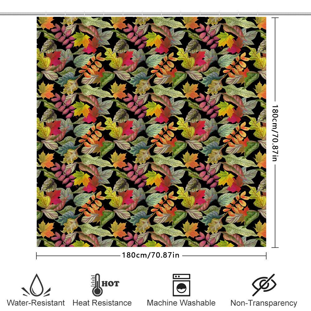 Leaf Print Shower Curtain Fall Colors Polyester Fabric Waterproof Bath Decor For Home Living Room Decoration New Arrival Pa