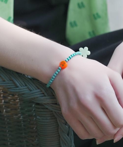 Bonbeau Aloha Color Acrylic Ball Bracelet Color Smile And Flower Charm Point Acrylic Ball Bracelet