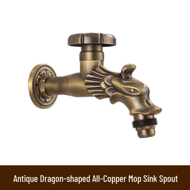 Full Copper Dragon Shape Washing Machine & Mop Pool Faucet