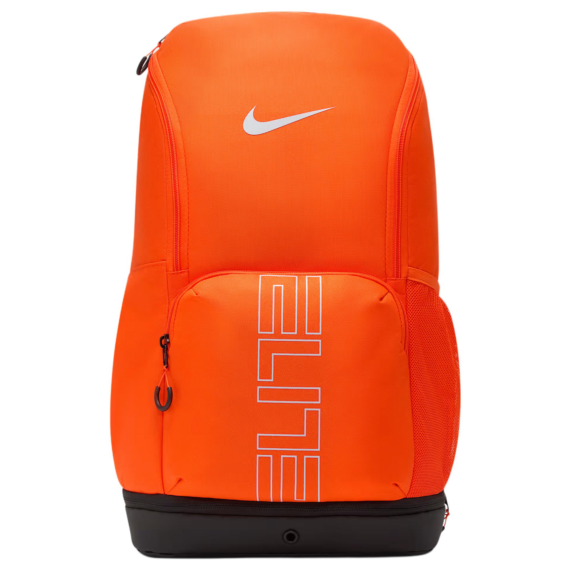 Nike 21L Varsity Elite Backpack With Bottom Pocket And Letter Print Unisex Backpacks Orange Black HM9965-819 Orange & Black