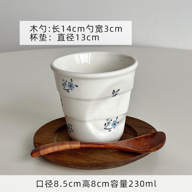 

Ins Retro Style, High-appearance-level Ceramic Irregular Hand-held Coffee Latte Cups, Household Water Cup, Japanese Tea Mug 230ml