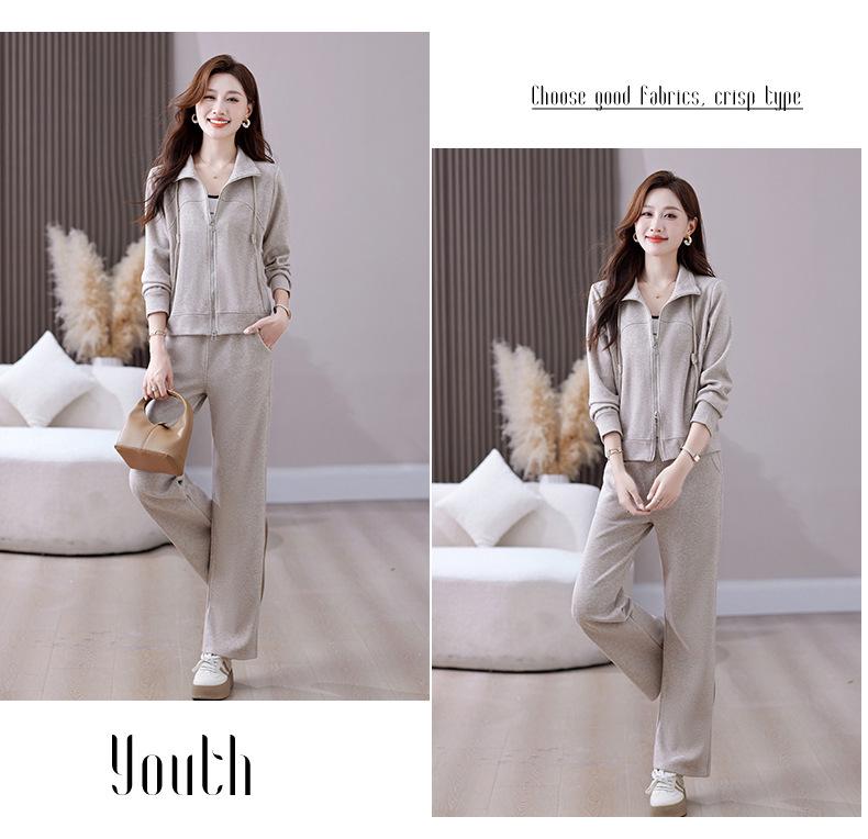 Chic Cashmere Cardigan & Slimming Sportswear Set for Women - 2025 Spring/Autumn Running Suit, Two-Piece.