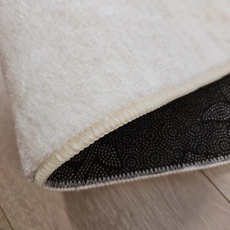 Décoration de Chambre Style Crème Tapis Rond Maison Tapis Doux Moelleux Tapis Minimalistes pour Salon Tapis de Sol Épais en Peluche à Côté du Lit