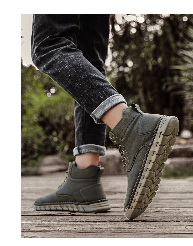 Men's 2024 Autumn/Winter Warm Cotton Martin Boots – Large Size, Mid-Cut Snow Boots