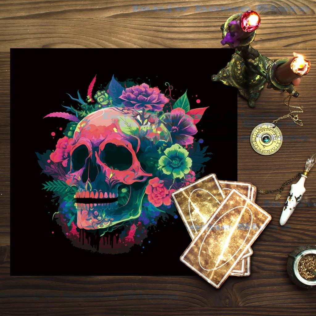 Fashion Skull Flower Tablecloth Colorful Oil Resistant Decorative Tapestry Home Decor Kitchen