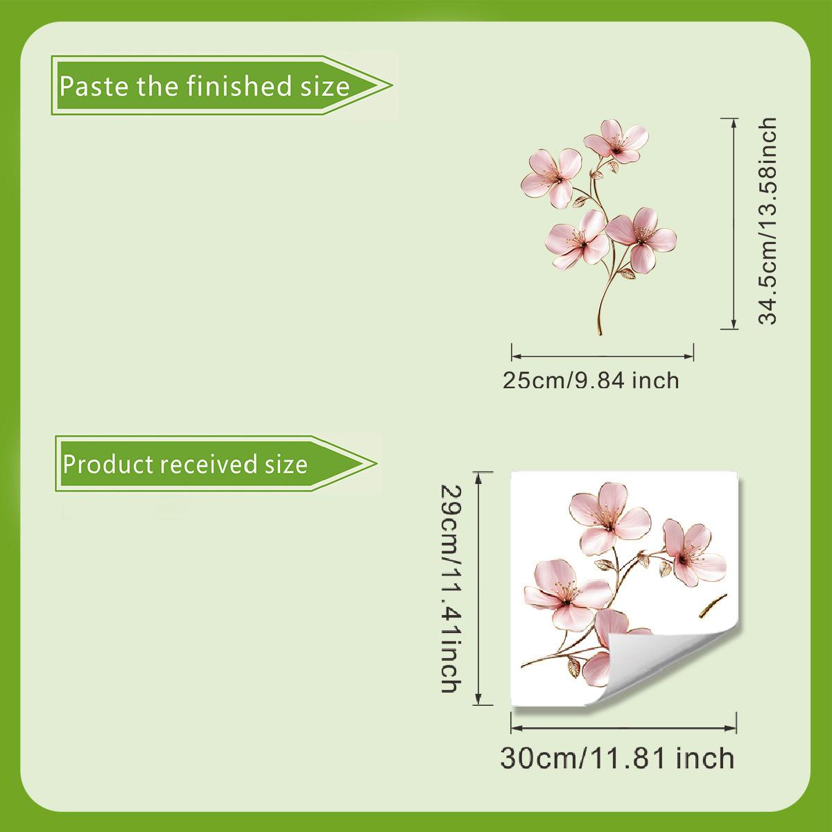 

Light Luxury Style Golden-edge Pink Flower Toilet Stickers, Bathroom Wall Decorative Stickers 30*30cm