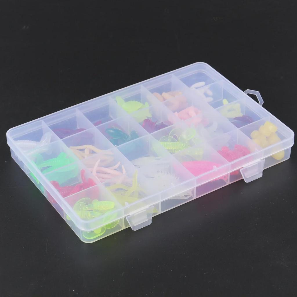 Anmuka Mixed Soft Bait Box: Mealworms, Bloodworms, Earthworms, Shrimp - Single/Double Tail (285/190 Pcs)