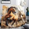 1Pc Horses Painting Print Flannel Blanket, High Quality Comfortable for All Seasons, Home Decor, Warmth and Comfort, Perfect for Christmas Gifts