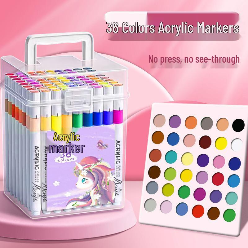 Children's Acrylic Watercolor Marker Set - Waterproof, Opaque, Overlapping Colors in Gift Box