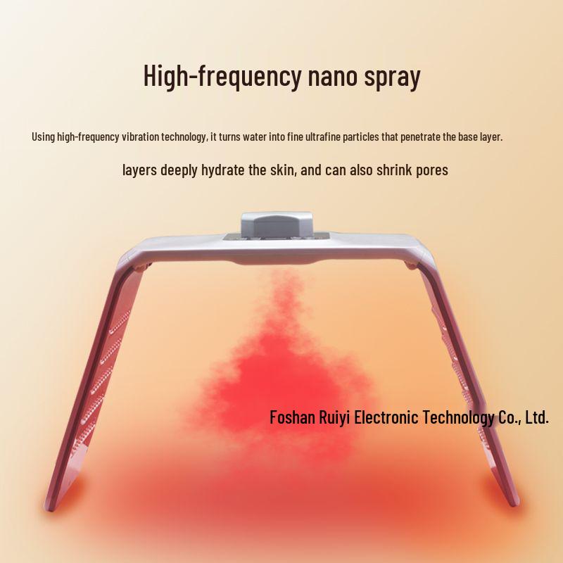 Cross-LED Foldable Spectrometer: Seven-Color Photon Skin Rejuvenation & Hydrating Beauty Device with Large Spray Light Panel
