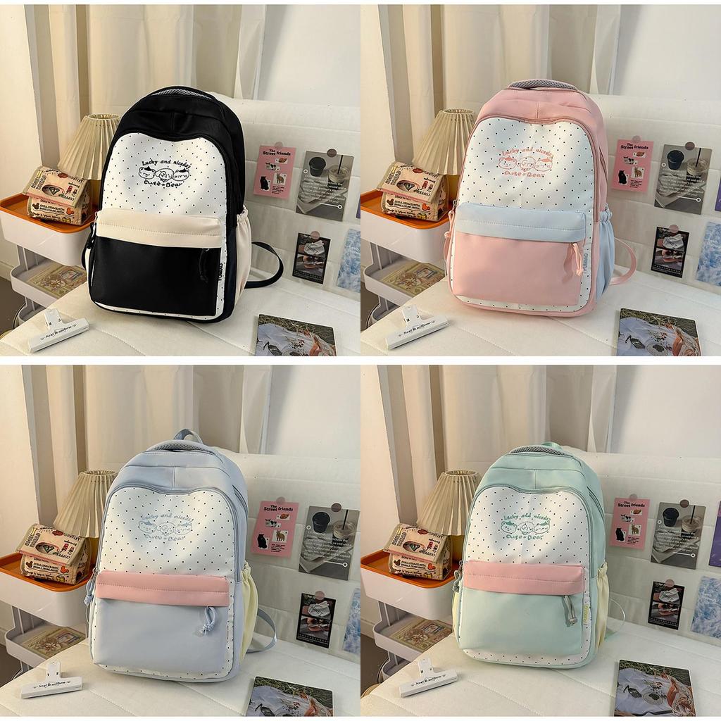 Kawaii Girl Small Bear Dot Design School Bag With Padded Shoulder Straps For Students