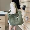 Fashion single shoulder straw woven beach wrapping machine weaving straw woven bag mahogany pendant large capacity woven bag tote bag