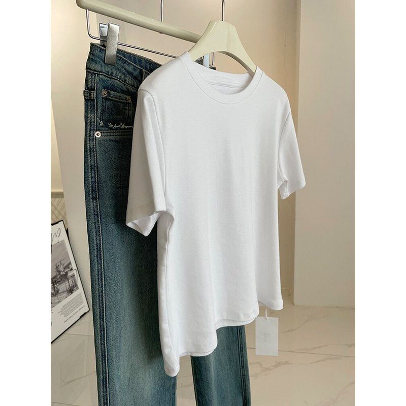 100.00kg Plus Size Minimalist Net Version Pure Cotton Loose Short Sleeve Tops Female Spring Summer Slimming Flab Hiding Fat Sister T-shirt