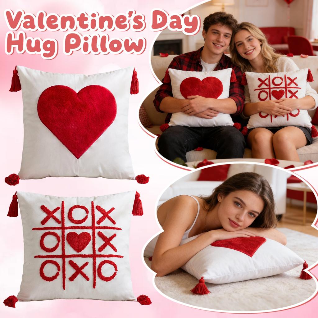 Valentine's Day Love Heart Throw Pillow Cover Faux Furs Love Pillow Covers Soft Plush Cushion Case Decoration For Sofa Couch Home Decor