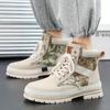 [Trendy High-Top Sneakers] Trendy High-Top Casual Sneakers - Men's Lace-Up Boots with Furry Collar & Side Zipper, Durable for Outdoor & Casual Attire