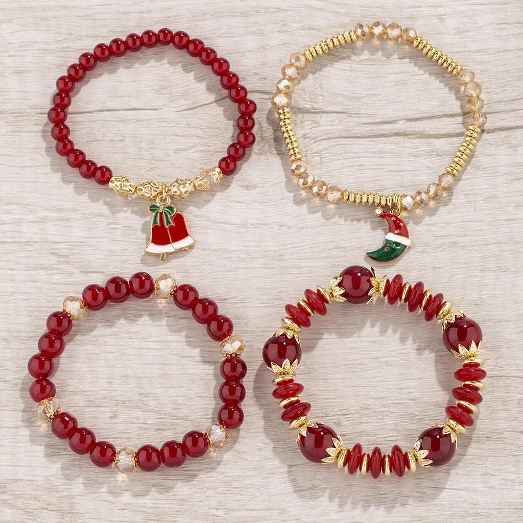 Pulseira Boêmia de Natal Multicamadas com Contas de Cristal para Mulheres