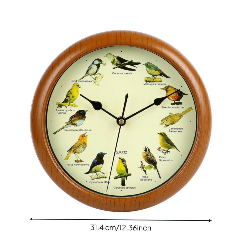 Artistic Bird Illustration Round Wall Clock Precision Quartz Mechanism Unique