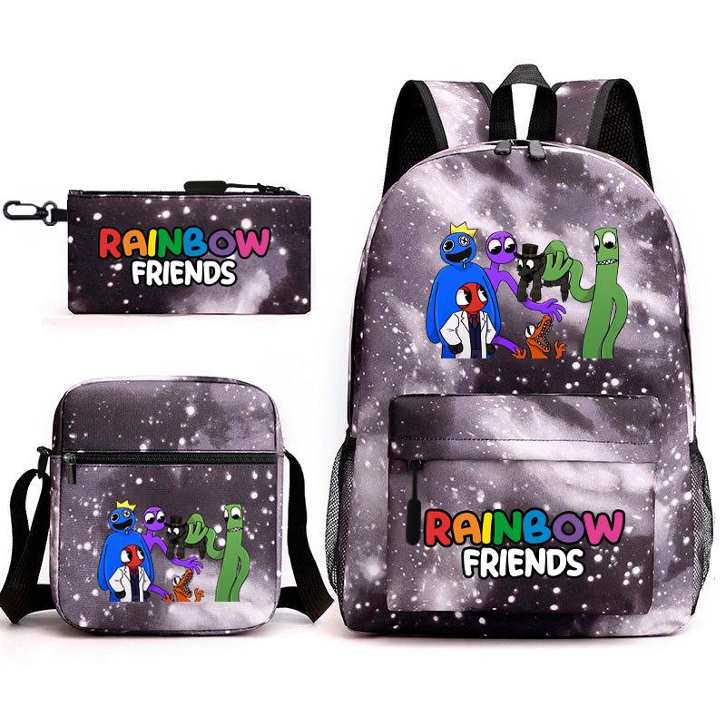 Rainbow Friends Surrounding Backpack Elementary School Student Starry Sky School Bag Three-piece Set