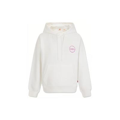 Levis Letter Embroidered Hooded Sweatshirt Women Sweatshirt White A7477-0000