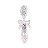 WOSTU 925 Silver Princess Pink Bear Bead Ballet Girl Charm Shoe Bow Pendant Saftey Chain Fit Bracelet Neckalce DIY Gift