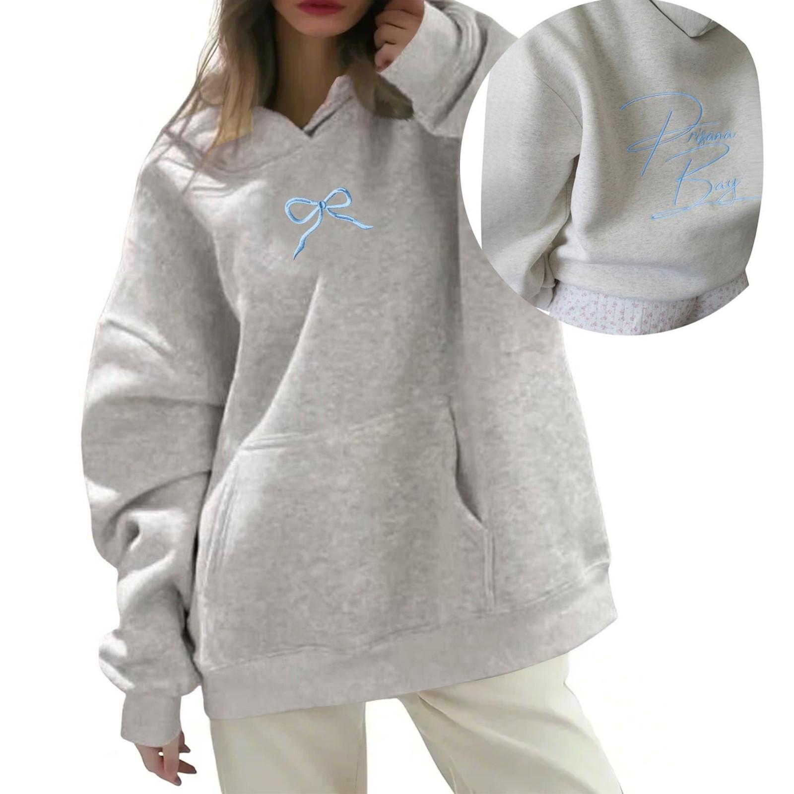 

Женская модная повседневная универсальная повседневная толстовка с капюшоном, повседневная толстовка с длинными рукавами и нашивками сверху XS небесно-голубой