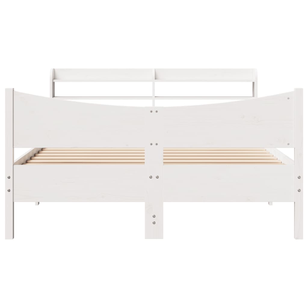 Solid Wood Bed with Headboard White 135 X 190 Cm Pine