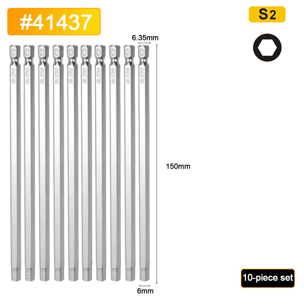 BESTIR 10pcs Hexagon Screwdriver Bit Set 1.5mm-6mm Alloy Steel Single Head Magnetic 1/4" Hex Shank Pneumatic Hexagon Batch Head