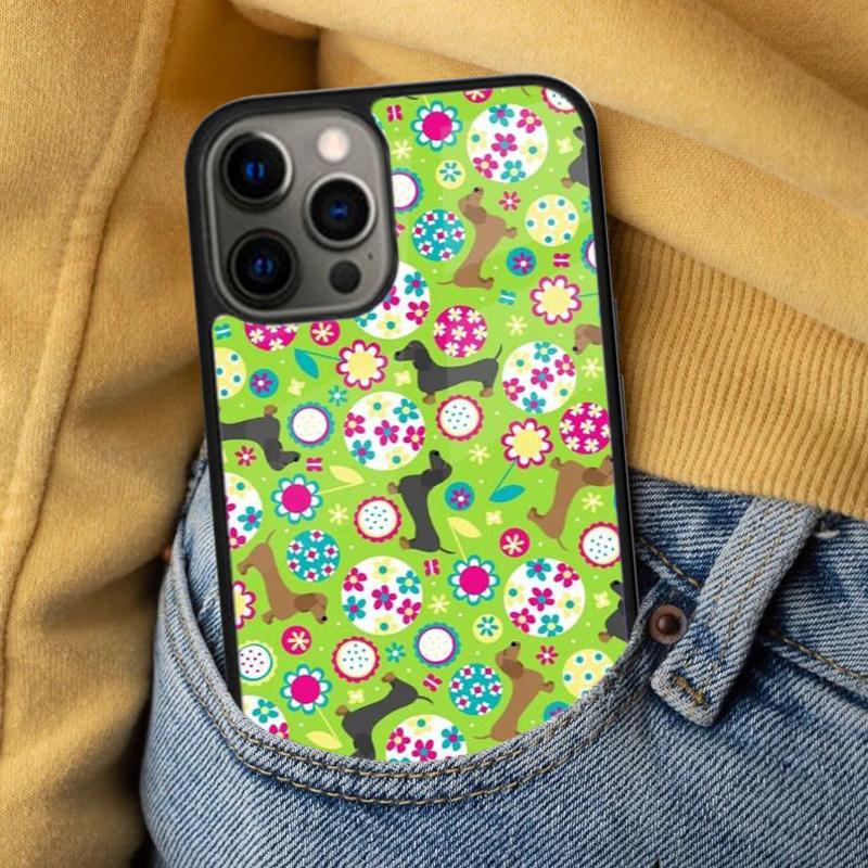 Dachshund Doxie Flower Dog Puppy Soft Phone Case for iPhone 17 Air 16e Pro max 15 Pro 13 14 Plus 11 12 MagSafe Magnetic Coque