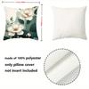 1 Pieces White Flowers On Green Leaves 2D Printed Pillow Polyester Pillowcase, Sofa Decorative Cushion Cov Headboard Pillow