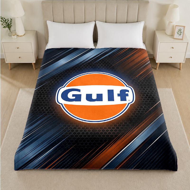 Gulf Print Flannel Blanket Cozy Lightweight Plush Throw Blanket For Bed Sofa Household Use