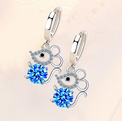 Neue 925 Sterling Silber Frauen Ohrringe Anhänger Mode Rosa Blau Weiß Hohe Qualität Mode Nette Maus Ohrring Schmuck Geschenk