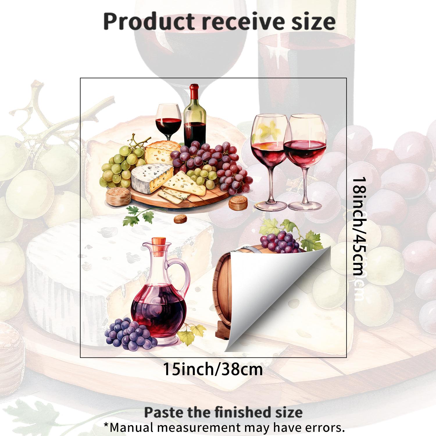 Red Wine Glass Grape Self-adhesive Kitchen Restaurant Balcony Wall Decoration Sticker