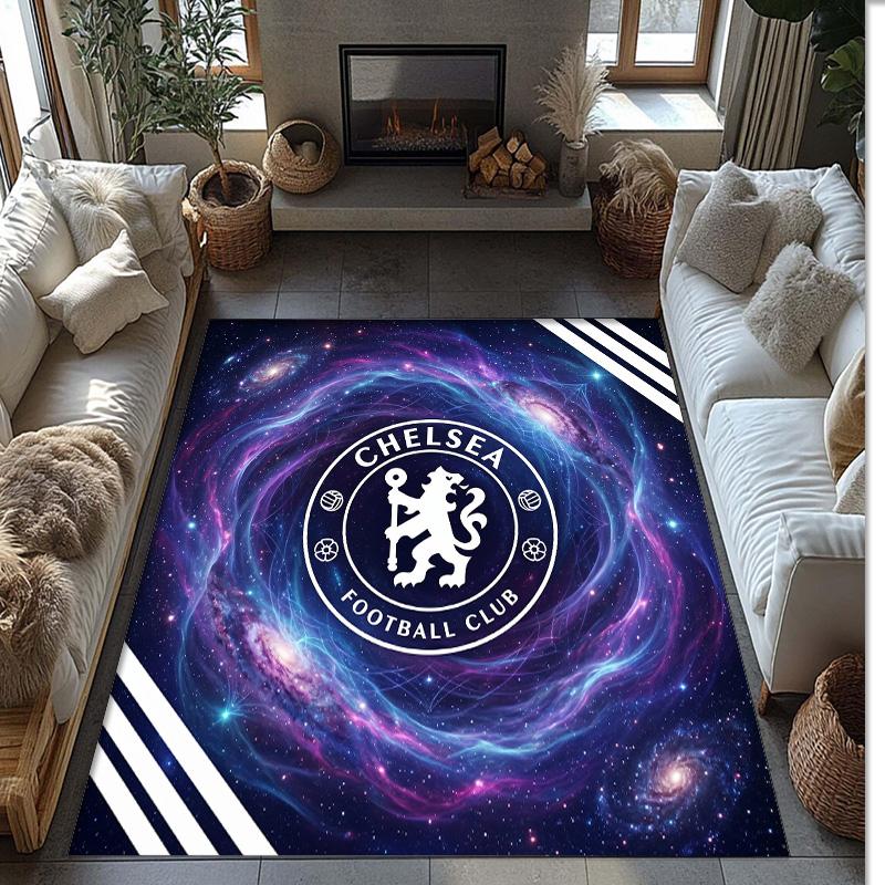 Chelsea FC Printed Flannel Area Rug Non Slip Soft Polyester Floor Carpet Indoor Decor Mat for Bedroom Living Room Sofa Game Room Home Decoration