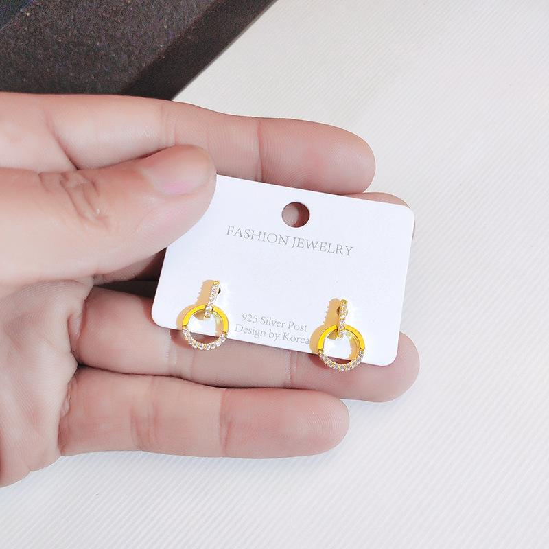 Small Fresh Circle Earrings  Studs  Fashionable Diamond Earrings