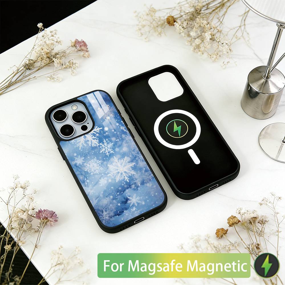 

Beautiful Snowflak Phone Case For iPhone17,16,15,14,13,12,11 Plus,Pro Magnetic with Magsafe Wireless Charging iPhone16Pro