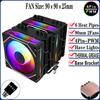 QiuzAim 6 Heat Pipe CPU Cooler Argb 90mm Fan White/Black Themed Radiator Twin Towers install LGA2011 x99 1200 115x 1700 AM4 AM5