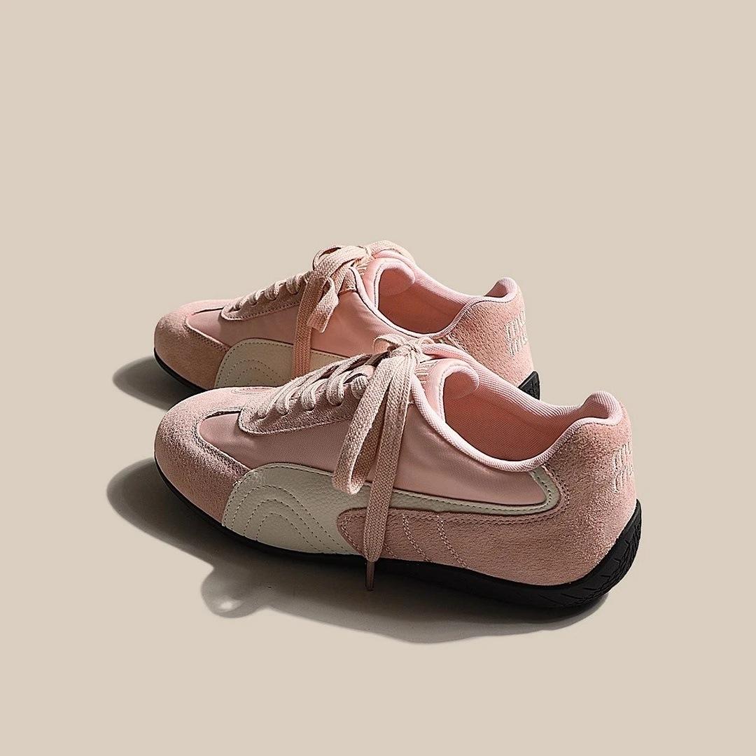 

Niche design sense color matching German training shoes women s 2025 new comfortable and lightweight soft-soled sports casual German training shoes 40 розовый