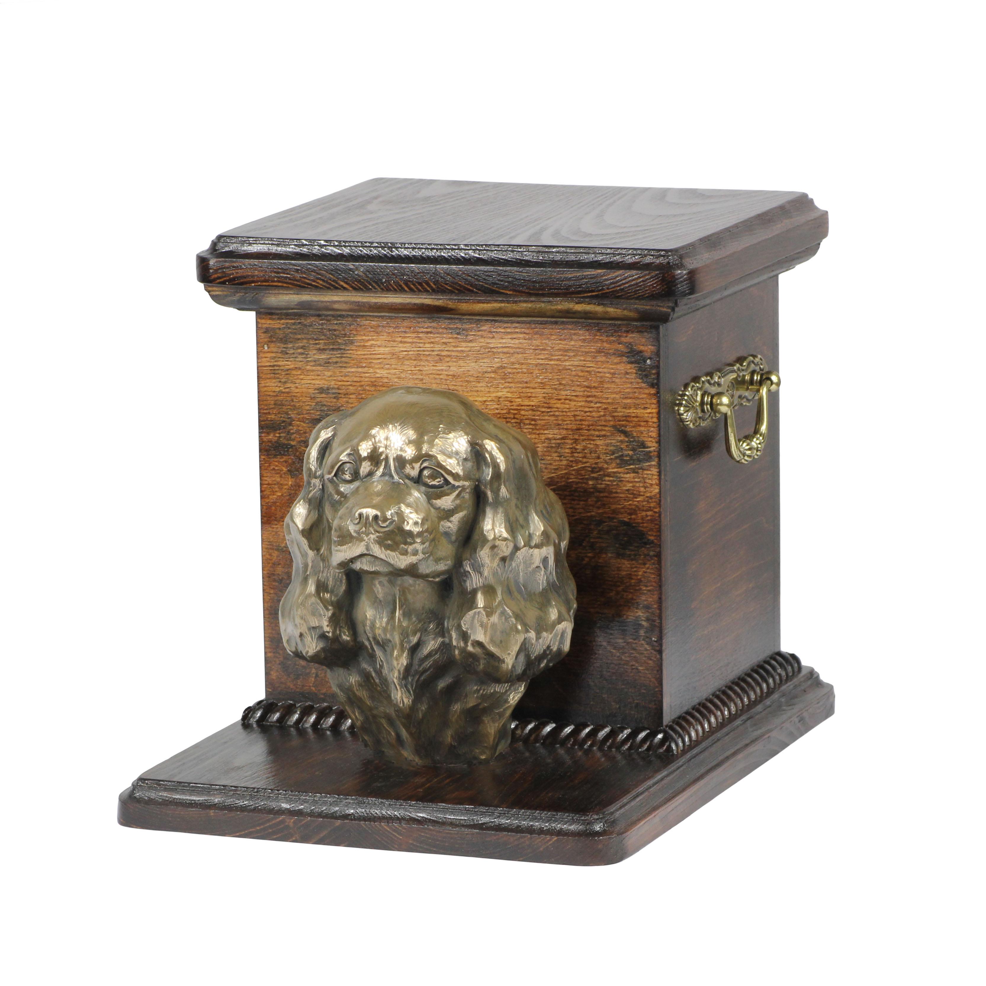 

Cavalier King Charles Spaniel - urn for dog ashes with a statuette, elegant urn for a dog, unique urn with a bust of a dog by Art-Dog brand коричневий