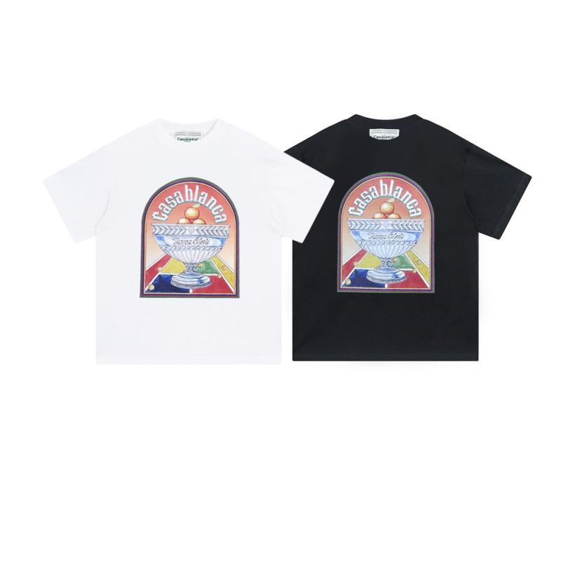 Casablanca Unisex Short Sleeve T-Shirt With Cosmic Castle Letter Print Loose Fit Cotton Tee