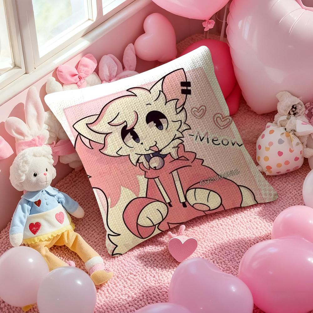 

BBoykisser Silly Cat Cute Pillow Case Antidustmite Pillowcase Invisible Zipper Silky Short Plush Sofa Cushion Cover 30x30 cm