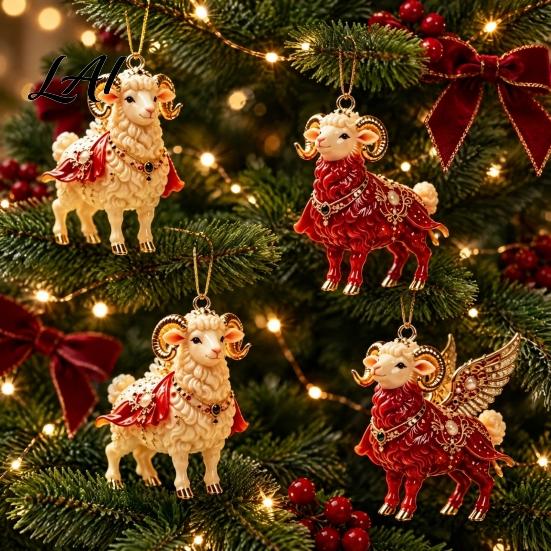 Holiday Party Decor for Office 5Pcs Christmas Sheep Hanging Ornaments 2D Acrylic Festive Decorations Xmas Tree Home Decor Lightweight Easy