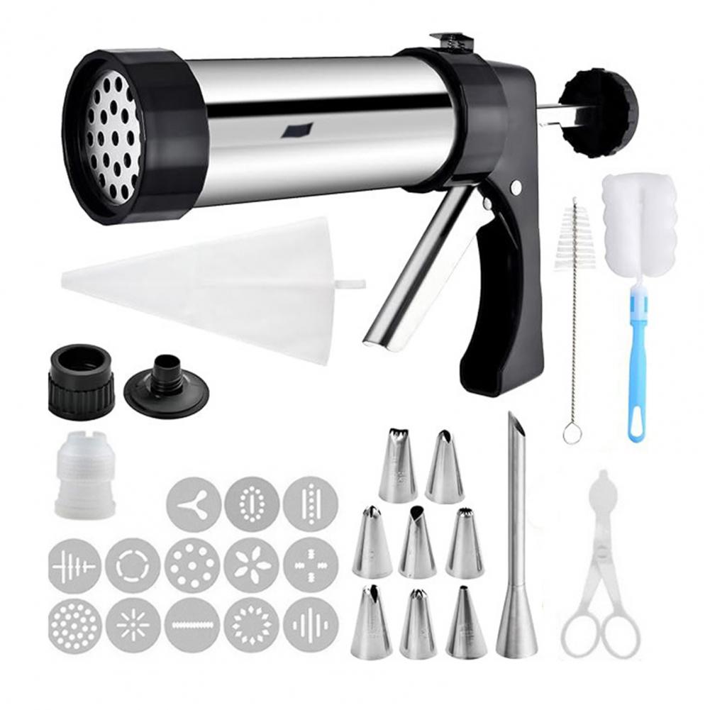 Food-grade Cookie Press Stainless Steel Cookie Press with Nozzles Biscuit Maker Dough Squeezer Cookie Decorating Kit for Diy