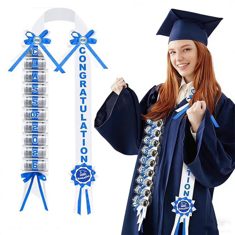 2026 Graduation Money Lei, Class of 2026 Graduation Ribbon Leis Grad Cash Gifts Party Supplies and Photo Props for High School College