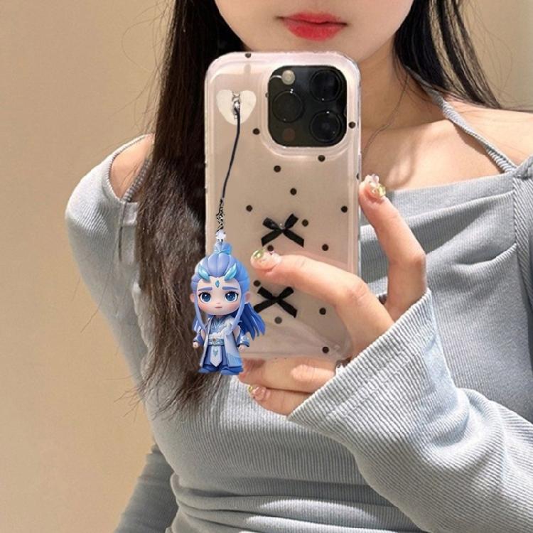 Chinese Animated Film Figurine Theme Phone Charm Keychain Nezha Aobing Figurine Keychain Charm for Bag Purse Decoration
