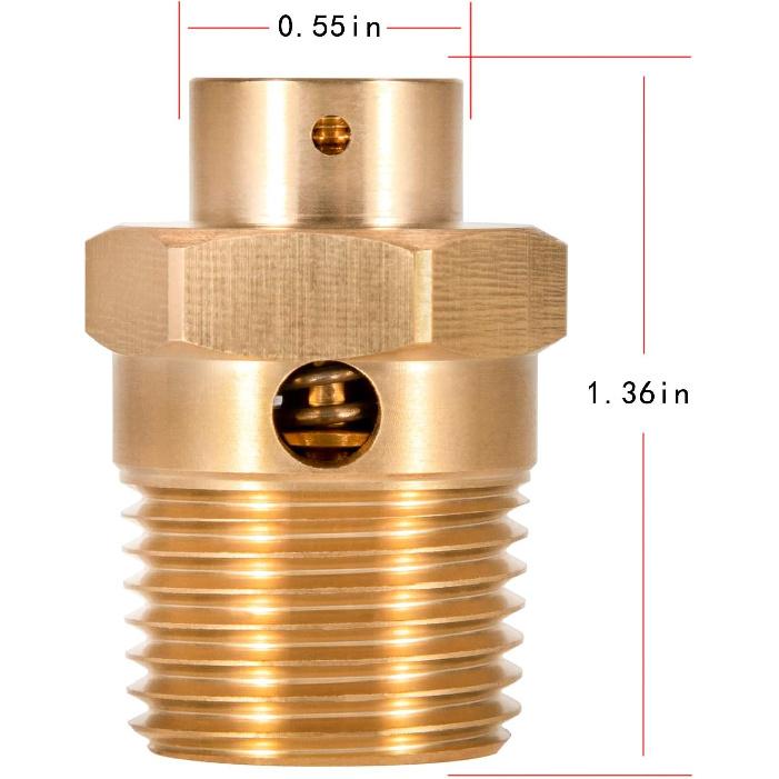 ST-4 131081 Brass 1/2” NPT Safety Pop Off Valve Fitting For Bendix Tu-Flo 550 750 Compressors Caterpillar 1245572, 124-5572 Cummins 3559097,