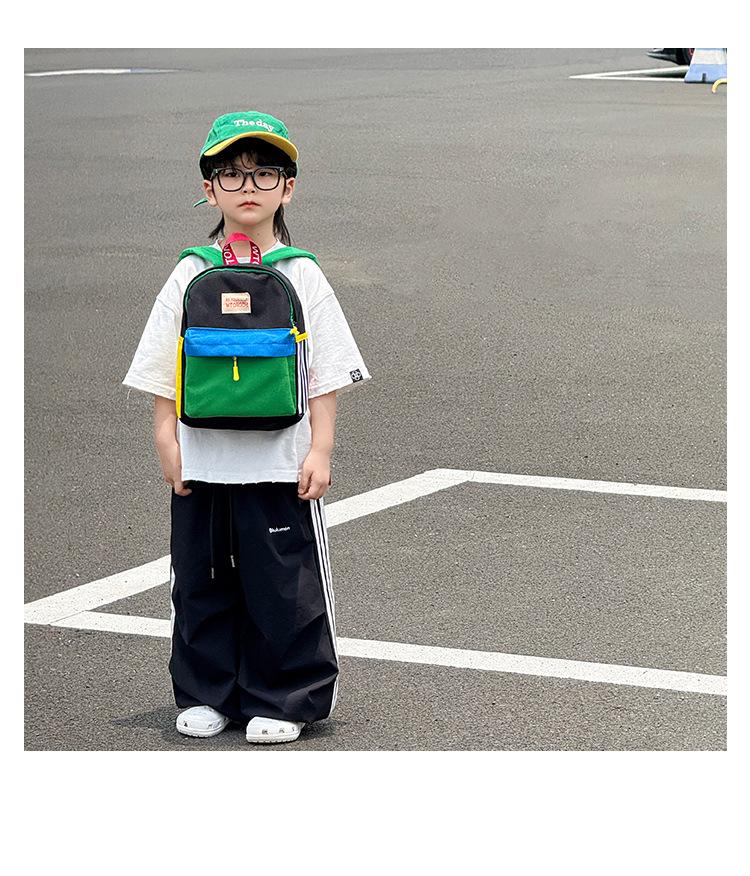 Kids' Candy Color Lightweight Backpack - Fashionable Color Block Design for Kindergarten Boys and Girls
