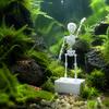 Fish Tank Air Driven Ornament Dancing Skeleton Aquarium Bubbler, 3D Printed Powered Moving Skull Ornament, Halloween Gothic Decorative Bubbler