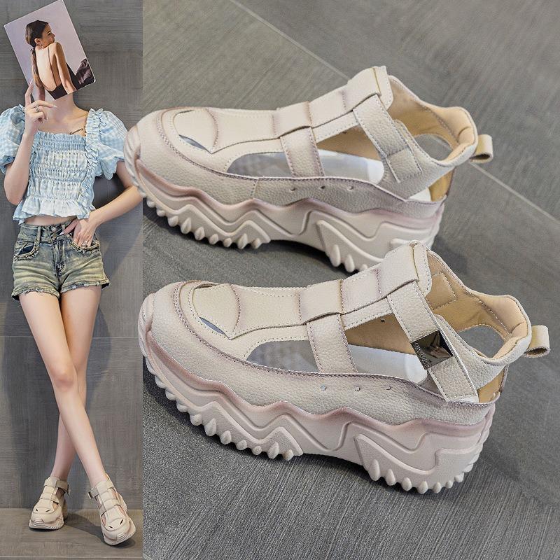 Summer women's shoes new breathable hollow sandals children's Korean version versatile thick sole height increase sports leisure dad shoes women