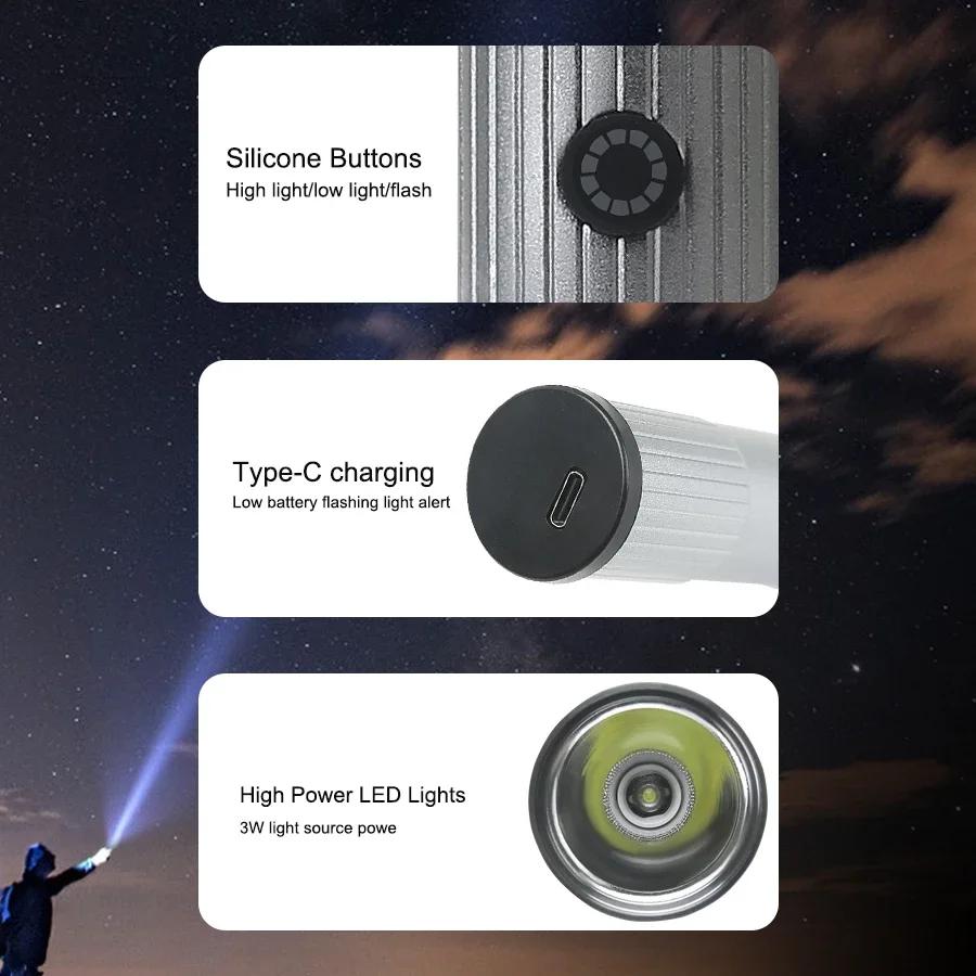 Rechargeable 2Pack Portable Flashlight LED Flashlight 3 Modes Waterproof Handheld Flash Light For Home Emergency Working Camping